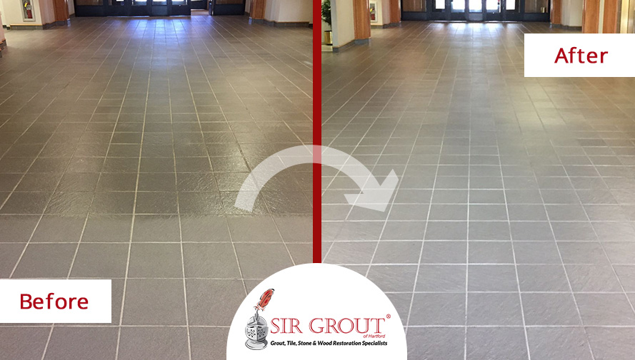 Before and After Picture of a Tile Cleaning in New Britain, CT