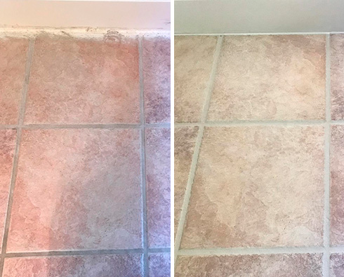 Floor Before and After a Grout Recoloring in Canton, CT