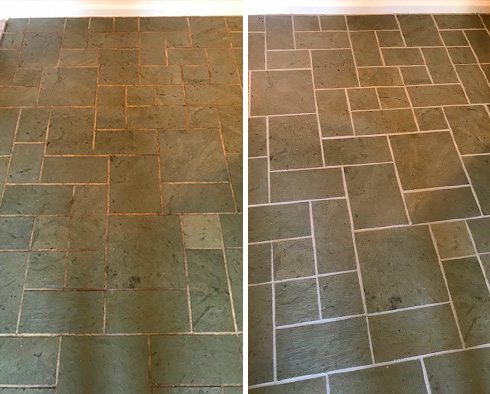 Floor Before and After a Stone Cleaning in Farmington, CT