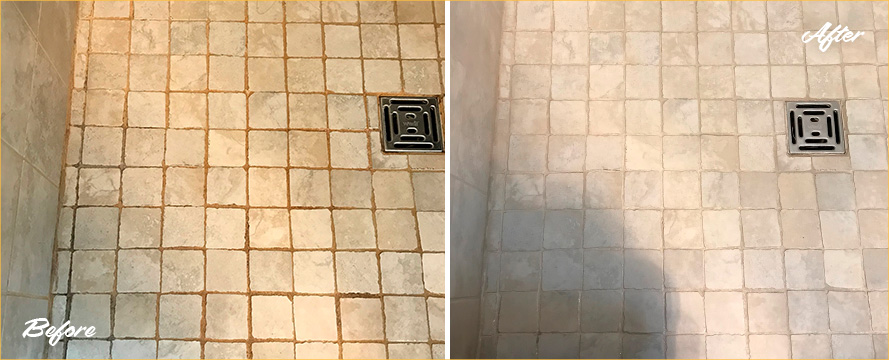 Shower Before and After Our Professional Caulking Services in Guilford, CT