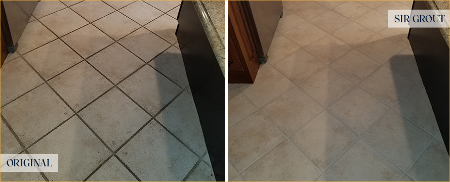 Floor Before and After a Superb Grout Sealing in Glastonbury, CT