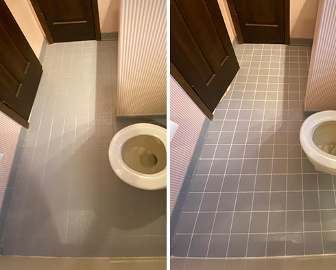Shower Before and After a Grout Recoloring in Avon, CT