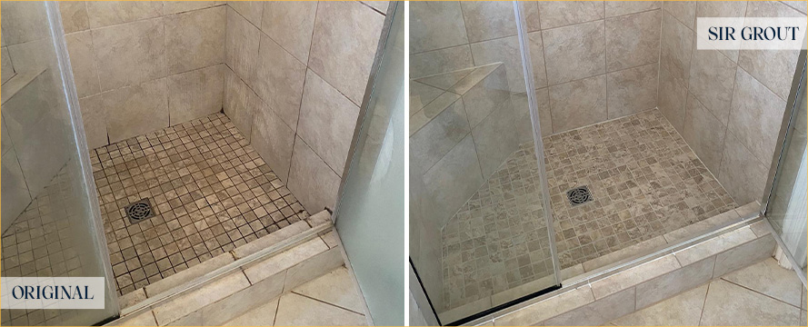 Tile Shower Before and After a Grout Sealing in Wethersfield