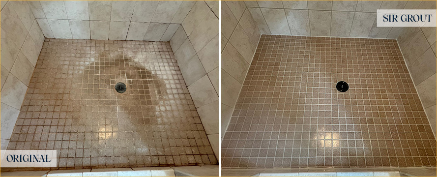 Shower Before and After Our Simsbury Grout Cleaning Service