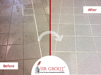 Before and After Picture of a Tile Cleaning Service in New Britain, CT
