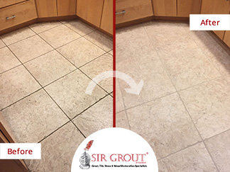 Before and After Picture of a Grout Cleaning Service in Bloomfield, CT