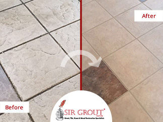 Before and After Picture of a Tile and Grout Cleaners in Simsbury, CT