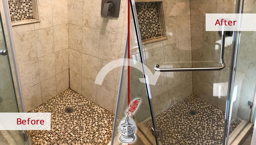 Bathroom Before and After Our Grout Cleaning Job in Avon, Connecticut
