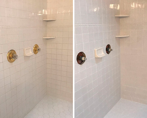 Before and After Our Shower Grout Cleaning Service in Middletown, CT