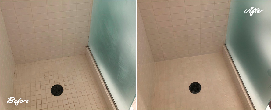 Before and After Our Ceramic Shower Caulking and Sealing Services in Plainville, CT