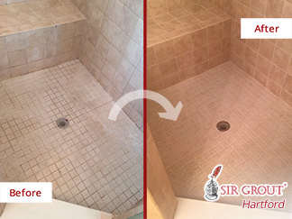 Picture of Shower Before and After Hard Surface Restoration Services in Naugatuck 