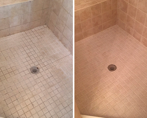 Picture of Shower Before and After Hard Surface Restoration Services in Naugatuck 