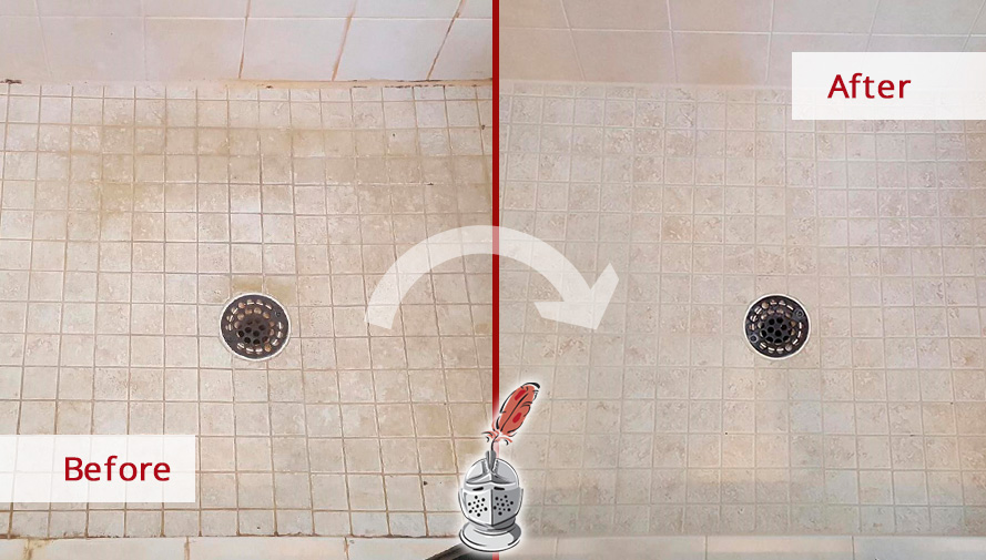 Picture of a Shower Before and After our Superb Caulking in Newington, CT