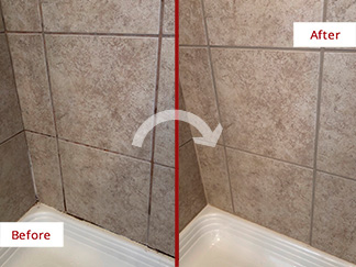 Ceramic Shower Before and After Grout Sealing in Burlington, CT