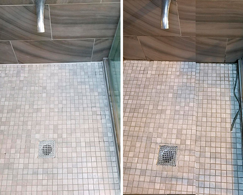 Shower Before and After Our Caulking Services in Avon, CT