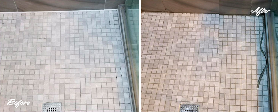 Shower Before and After Our Caulking Services in Avon, CT