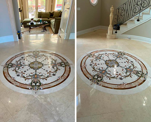 Foyer Before and After Our Stone Polishing in Southington, CT