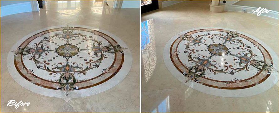 Foyer Before and After Our Stone Polishing in Southington, CT