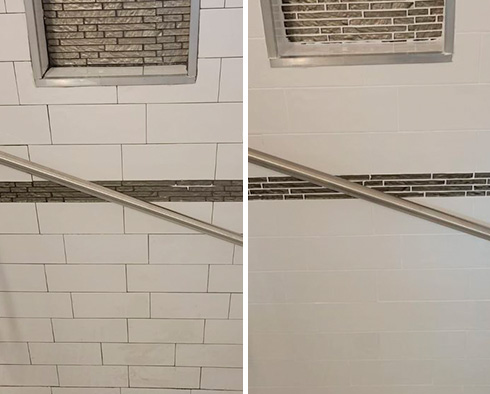 Bathroom and Shower Before and After Our Grout Sealing in Glastonbury, CT