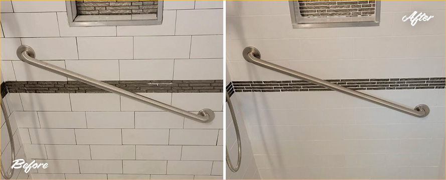 Bathroom and Shower Before and After Our Grout Sealing in Glastonbury, CT