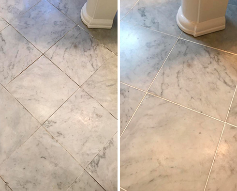 Floor Before and After a Stone Sealing in Southbury, CT