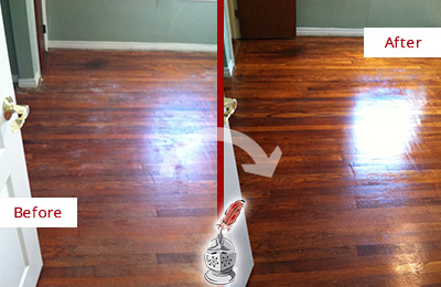 Before and After Picture of a Marlborough Wood Deep Cleaning Service on a Dull Floor to Remove Stains